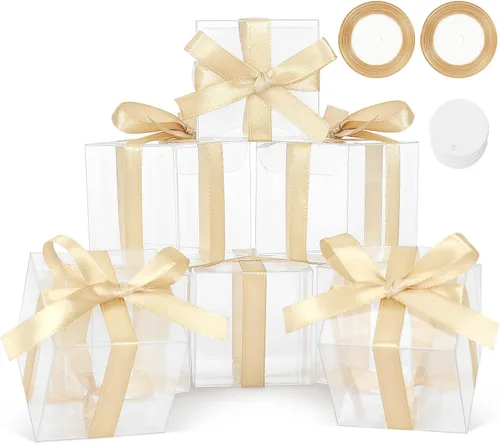 Vista 8 de Cotopher - 120 unidades de cajas de regalo transparentes, cajas de plástico transparentes de 3,8 x 3,8 x 3,8 cm para trufa de chocolate. Mini cajas