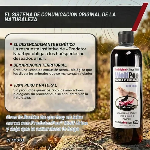 Vista 2 de PredatorPee 100% orina de lobo natural depredador aroma al aire libre jardín