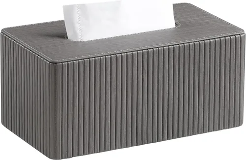 Vista 11 de Funda de Caja de Pañuelos de Cuero PU para Caja de 120 (3 Capas)/160 (2 Capas) Pañuelos, Soporte de Caja de Pañuelos Rectangular para Baño Rayas