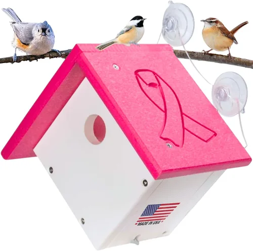 Vista 10 de JCs Wildlife Casa Wren de montaje en ventana de madera de polietileno reciclada (negro)