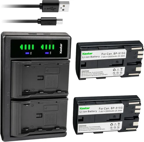 Vista 7 de Kastar Paquete de 3 baterías BP-915G y cargador USB LTD2 compatible con Canon C2, FV1, DM-MV1, DM-MV10, DM-MV20, E1, E2, E30, E65AS, EOS C100, C100