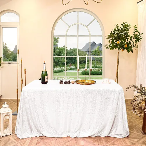 Vista 111 de Manteles redondos de lentejuelas negros para fiestas, de 121,9 cm, mantel redondo de purpurina ajustado, pequeño, lindo y dulce, para boda