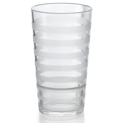 Vista 2 de G.E.T. SW-1512-CL - Vaso de plástico opaco a rayas, sin BPA, 12 onzas, transparente (juego de 12)