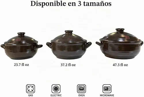 Vista 5 de Olla de Barro de Loza Coreana (1100ml)