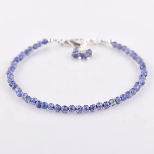 Vista 53 de Natural Gemstone Micro Round Beads Dainty Choker Bangle Bracelet, Handmade Jewelry for Women, Healing Chakra Crystals Silver Plated Chain 8 inch