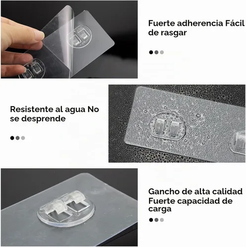 Vista 3 de Ganchos adhesivos de repuesto para baño, sin taladrar