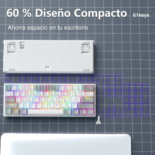 Vista 4 de SOLAKAKA Teclado y mouse inalámbricos RGB Bluetoothcableado2.4GHz