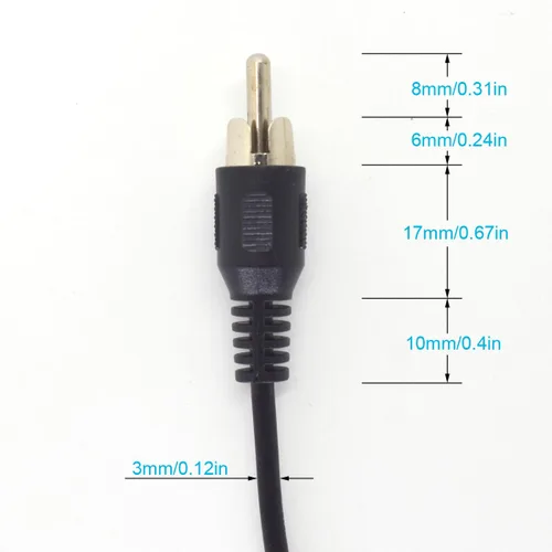 Vista 2 de Paquete de 2 cables RCA a cable desnudo, cable de altavoz de 1.0 ft/1 pie a audio macho conector RCA adaptador enchufe para repuesto RCA cable