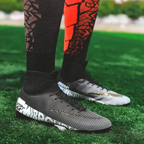 Vista 7 de HHY Tacos de fútbol para hombre, zapatos de fútbol con cordones antideslizantes