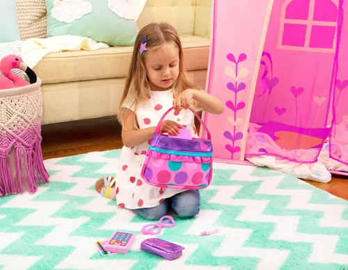 Vista 2 de Battat – Play Circle – Set de maquillaje y belleza – Accesorios de moda para disfrazarse – Juego de simulación – Set de cartera de princesa – Para