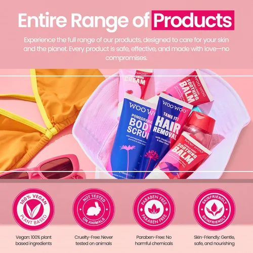 Vista 7 de WooWoo Crema natural de depilación íntima - Removedor de pelo vegano sin dolor para pieles sensibles - Depilatorio para genitales, bikini, piernas
