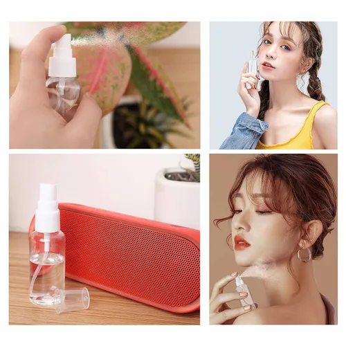 Vista 6 de ZEROFIRE Paquete de 2 botellas de spray de 1 onza de plástico transparente vacío recargable mini Spritzer para viajes, limpieza, jardinería, cuidado