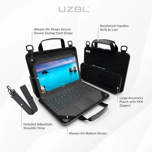 Vista 9 de UZBL Funda rígida protectora para Chromebook de 13 a 14 pulgadas con bolsa para accesorios y correa de hombro ajustable (paquete de 20)