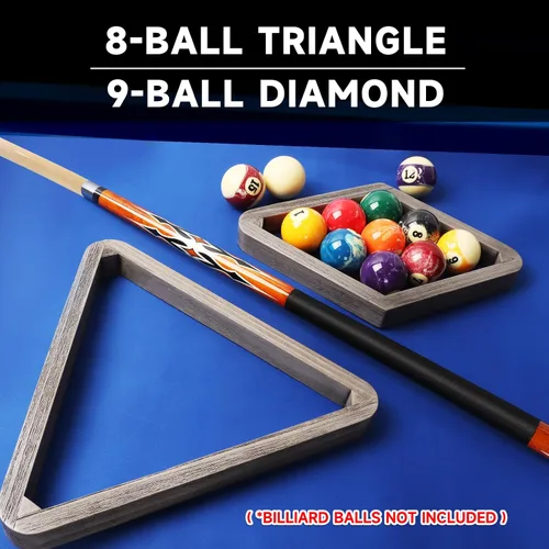 Vista 4 de GSE Games & Sports Expert Billar de madera maciza resistente de lujo, triángulo de 8 bolas/9 bolas de diamante para bolas de piscina de 2-1/4 Gris