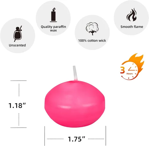 Vista 7 de Zest Candle Velas flotantes de 24 piezas, 1.75 pulgadas, rosa intenso