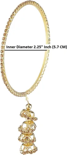 Vista 5 de Efulgenz Juego de pulseras de borla india CZ Jhumka con borla Oro
