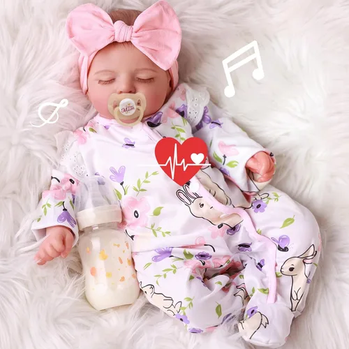 Vista 8 de BABESIDE - Muñecas de bebé Reborn de 20 pulgadas, muñeca realista con juego Rosa claro