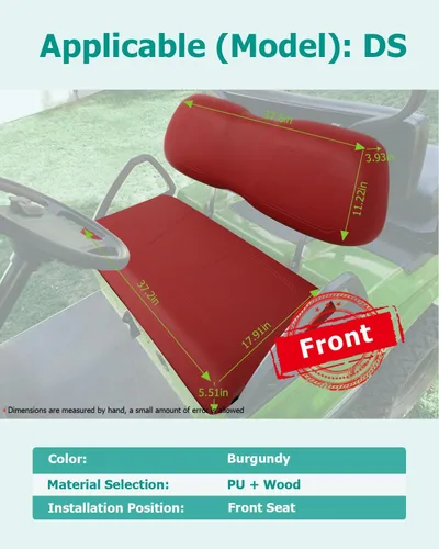 Vista 2 de Cojines de Reemplazo para Asiento Delantero para Club Car DS, Asiento con Cojín para Carrito de Golf para Club Car DS Ensamble de Asiento Delantero