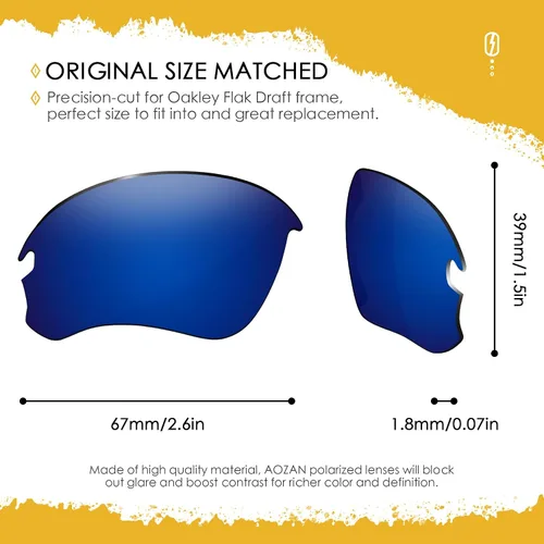 Vista 32 de ANSI Z87.1 Replacement Lenses For Oakley Flak Draft OO9364 Sunglass