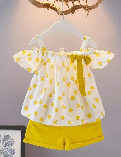 Vista 2 de Hipea Ropa de verano para bebés y niñas pequeñas, camisola con volantes, lunares y pantalones cortos casuales, ropa para recién nacida