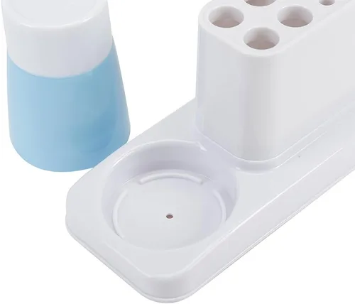 Vista 4 de Eslite - Organizador de soporte para cepillo y pasta de dientes de baño, juego de estante de almacenamiento de plástico