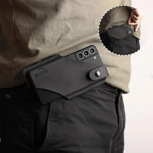 Vista 2 de Topstache Funda de cuero para teléfono celular para iPhone 17/17 Pro/16/16 Pro - Funda para teléfono celular con clip para cinturón para hombres