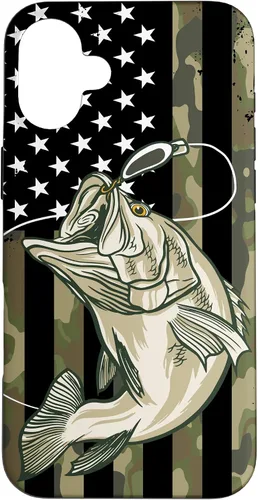 Vista 25 de Fishing Camouflage US American Flag Bass Fish Fisherman Camo Case for iPhone 17