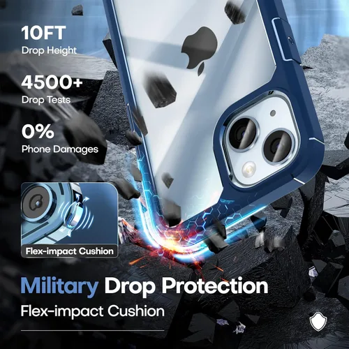 Vista 4 de TAURI Funda 5 en 1 diseñada para iPhone 14 Plus, color azul