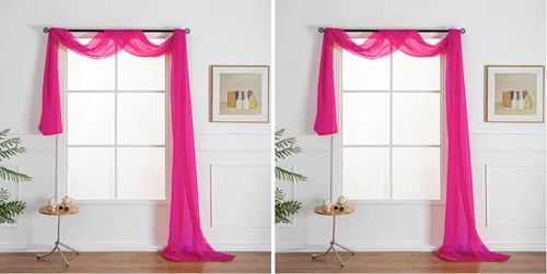 Vista 10 de WPM - Bufanda negra para ventana, cenefa extra larga y transparente para ventana, 38 pulgadas de ancho x 216 pulgadas de largo, cenefas de gasa