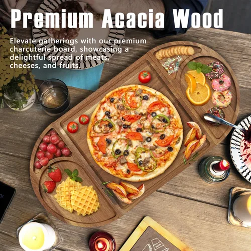 Vista 3 de Juego de tablero magnético de madera de acacia, 3 piezas con forma de corazón y queso cuadrado