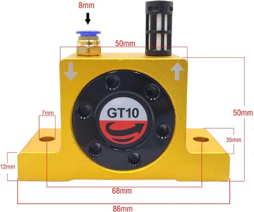 Vista 3 de Vibrador neumático de turbina de aire GT10 Serie GT Vibrador de turbina neumática 1/8 "Componentes del sistema neumático industrial Vibradores