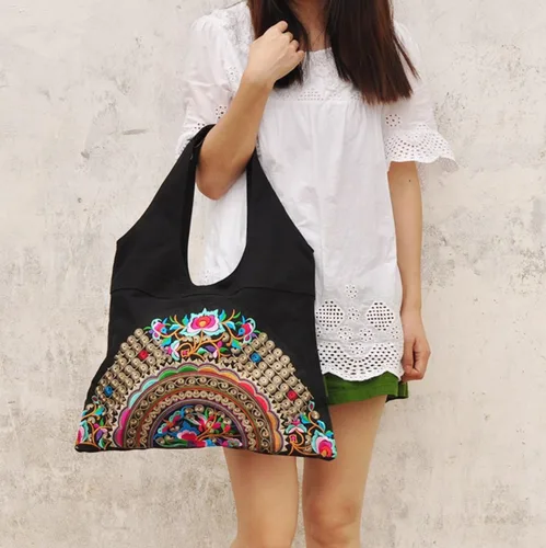 Vista 3 de Onlineb2c Bolso de hombro de lona casual bordado vintage chino