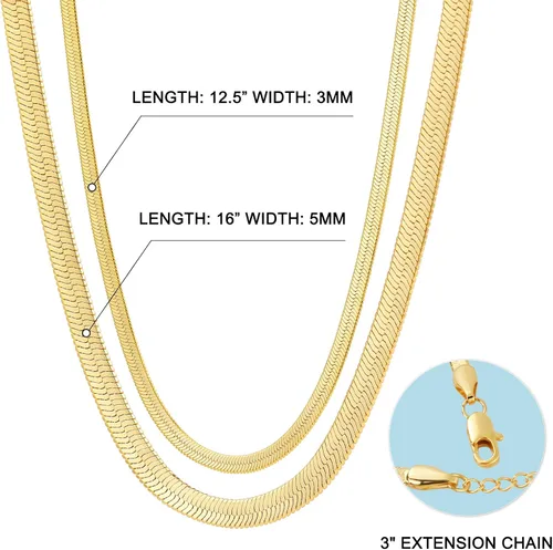 Vista 4 de Fiusem Collar de oro para mujer collar de cadena de espiga chapada en oro de 14 quilates gargantilla de cadena de serpiente dorada para mujer