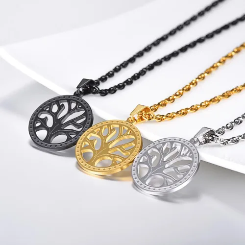 Vista 4 de PROSTEEL Collar del árbol de la vida, collar espiritual de la naturaleza, collar del árbol genealógico, joyería para hombre y mujer, caja de regalo
