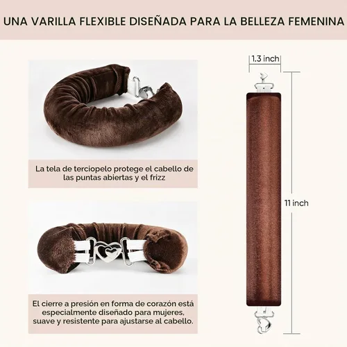 Vista 2 de Juego de cuidado del cabello sin calor durante la noche - Rizadores Marrón