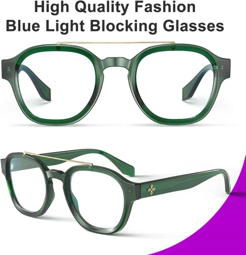 Vista 3 de VISOONE Retro Round Anti Eyestrain Metal Medium Eyewear Blue Light Blocking Glasses for Computer Gaming Women Man SANFORD