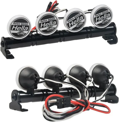 Vista 2 de Barra de luz LED de techo de metal 4 LED para SCX10 D90 TRX-4 1:10 RC Crawler Truck (4 LEDs)