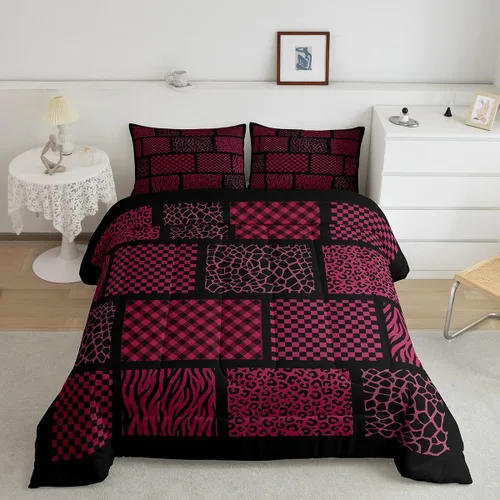 Vista 12 de Juego de ropa de cama individual de piel de cebra, guepardo y leopardo, para niños y adultos, juego de edredón de piel de animales salvajes