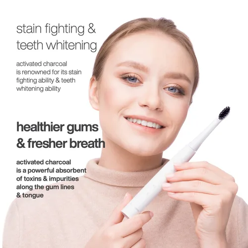 Vista 5 de AquaSonic Pulse - Cepillo de dientes eléctrico ultra blanqueador con cerdas blanqueadoras de carbón activado - Cepillo de dientes recargable sónico