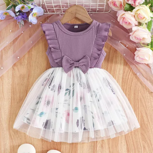 Vista 2 de Vestido de tul tutú para niñas pequeñas, sin mangas, con volantes, esponjoso, lindo, vestido de verano para fiesta escolar casual