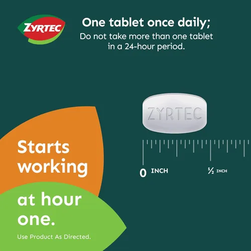 Vista 5 de Zyrtec Tabletas de alivio de alergias las 24 horas, medicina para alergias en interiores y exteriores con 10 mg de cetirizina HCl por tableta