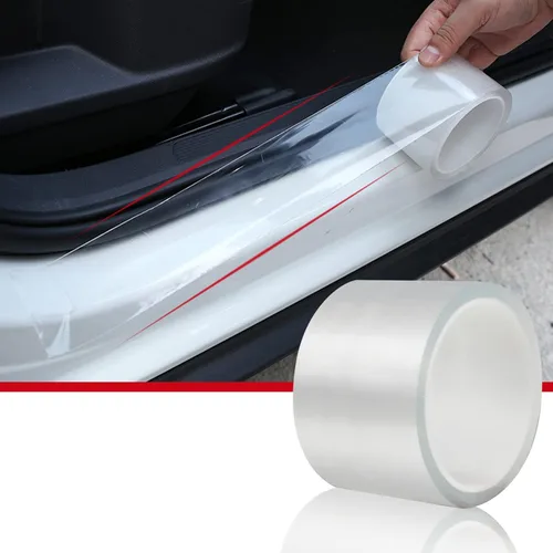 Vista 9 de CloudBuyer Protector universal para borde de puerta de automóvil, película de vinilo negro brillante 5D de fibra de carbono con protección