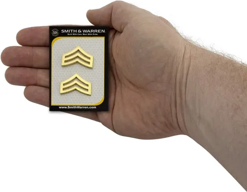 Vista 6 de Smith & Warren Collar de cheurón sargento de 34 pulgadas de alto x 1 pulgada de ancho, con acabado dorado, pin de uniforme militar de policía, Multi