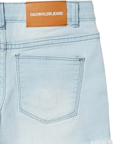 Vista 3 de Calvin Klein Pantalones cortos de mezclilla elásticos para niña, StratusCut Off