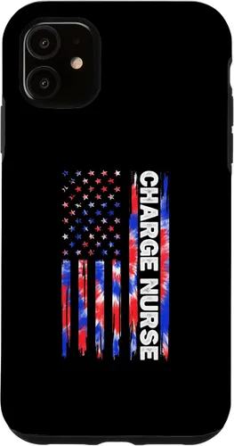 Vista 6 de Funda para iPhone 12 mini Charge Nurse Nursing Tie Dye Bandera Americana 4 de Julio RN