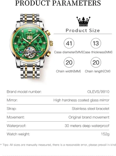 Vista 53 de OLEVS Reloj de pulsera automático con diseño de esqueleto para hombre, de lujo, con diamantes de lujo, de acero inoxidable, calendario, reloj