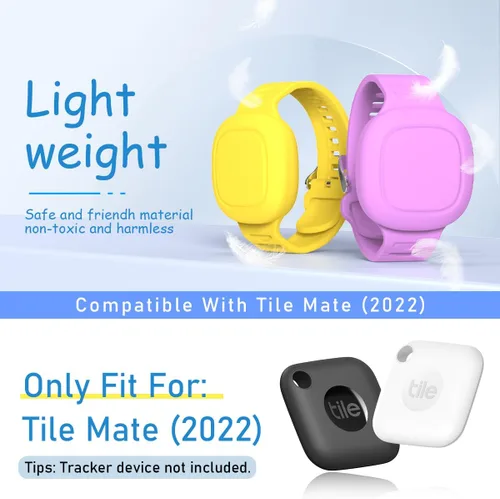 Vista 2 de [Paquete de 2] Funda de silicona para Tile Mate impermeable, pulsera para niños, compatible con Tile Mate (2022), pulsera ajustable oculta