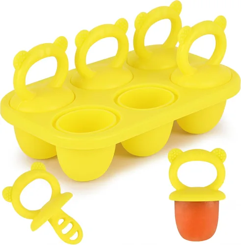 Vista 7 de Sakolla Moldes de silicona para paletas de bebé con 6 cavidades, moldes para paletas de leche materna para alivio de la dentición, molde de paletas