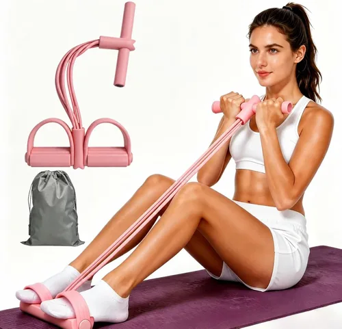 Vista 8 de Banda de resistencia mejorada para pedal – Extractor de tobillo de pedal de 6 tubos con mango y bolsa de almacenamiento para entrenamiento