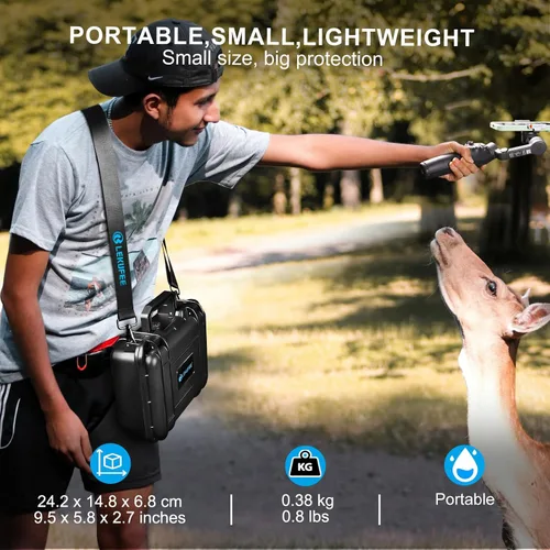 Vista 4 de Lekufee Portable Waterproof Hard Case for DJI Osmo Mobile 8, Osmo Mobile 7P / 7, Gimbal Stabilizer, DJI Mic 3/2 / Mic Mini & More Accessories(Case